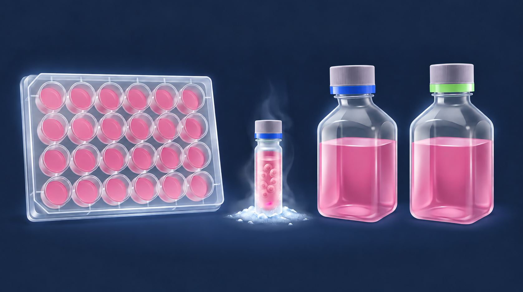 Gut cell culture kits components: a multiwell plate, a cryovial of human intestinal stem cells, and culture media